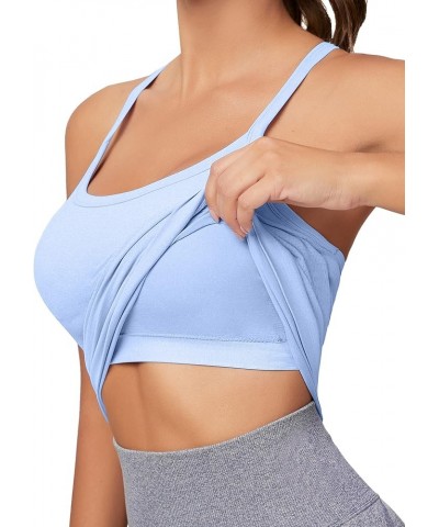 Workout Tank Tops for Women with Built in Bra, Sleeveless Gym Tops Seamless Racerback Athletic Yoga Shirts Lightblue $13.71 A...