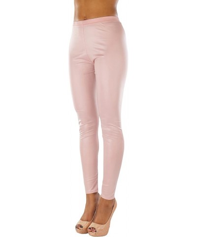 Women's Metallic Wet-Look Sleek Clubwear Shiny Faux-Leather Legging Solid - Mauve $11.26 Leggings