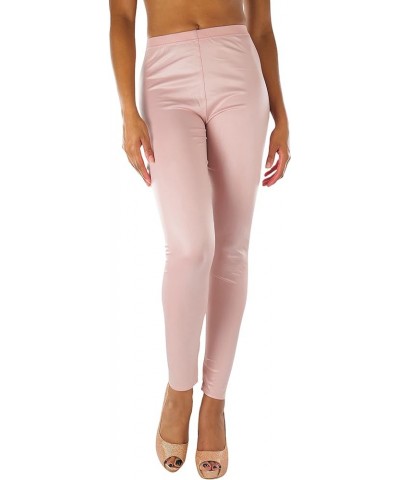 Women's Metallic Wet-Look Sleek Clubwear Shiny Faux-Leather Legging Solid - Mauve $11.26 Leggings