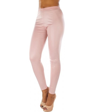 Women's Metallic Wet-Look Sleek Clubwear Shiny Faux-Leather Legging Solid - Mauve $11.26 Leggings