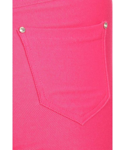 Women's Stretch Capri Jeggings - Slimming Cotton Pull On Jean Like Cropped Leggings with Plus Size Fuchsia $9.84 Leggings