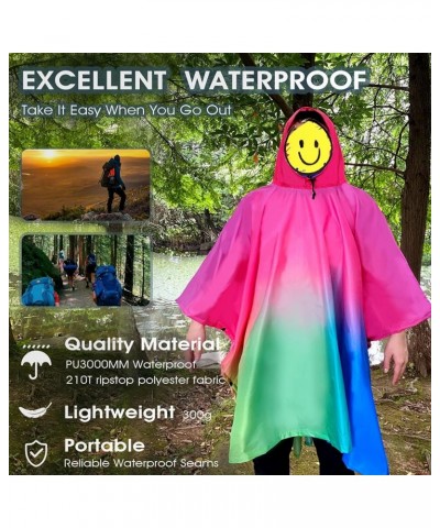 Waterproof Rain Poncho Lightweight Reusable Hiking Hooded Coat Jacket Unisex Raincoat for Hiking Camping Emergency Plum Blue ...