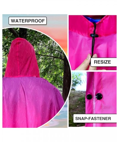 Waterproof Rain Poncho Lightweight Reusable Hiking Hooded Coat Jacket Unisex Raincoat for Hiking Camping Emergency Plum Blue ...