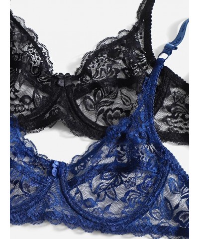 Lingerie for women 2pack Floral Lace Underwire Bra Set Sleep & lounge Multicolor $13.82 Lingerie