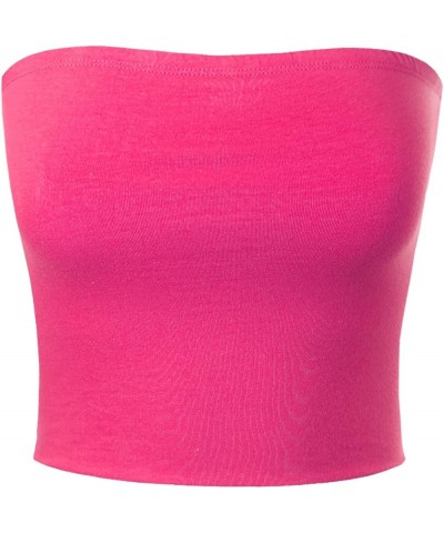 Women's Casual Strapless Basic Sexy Tube Top Fuchsia $11.30 Tanks