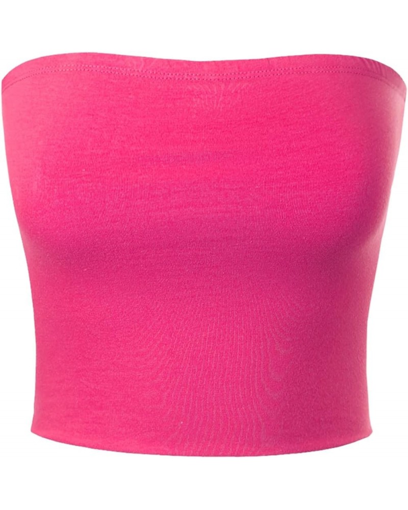 Women's Casual Strapless Basic Sexy Tube Top Fuchsia $11.30 Tanks