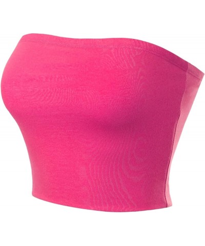 Women's Casual Strapless Basic Sexy Tube Top Fuchsia $11.30 Tanks