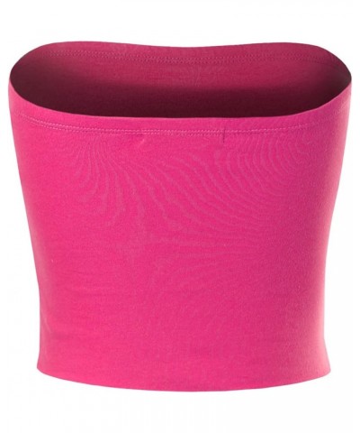 Women's Casual Strapless Basic Sexy Tube Top Fuchsia $11.30 Tanks