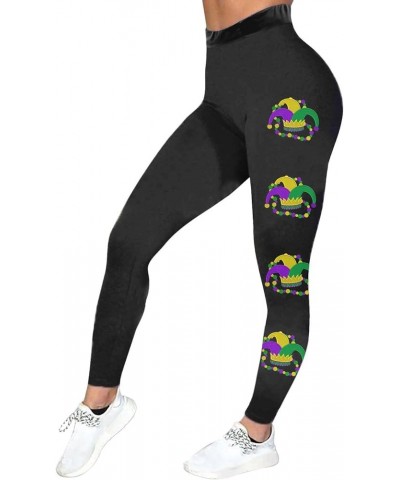 Mardi Gras Leggings for Women 2024 Womens Stretchy Carnival Printed Yoga Tights Tummy Control Mardi Gras Outfit B1-black $5.2...