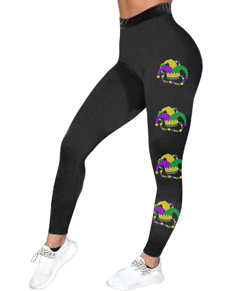 Mardi Gras Leggings for Women 2024 Womens Stretchy Carnival Printed Yoga Tights Tummy Control Mardi Gras Outfit B1-black $5.2...