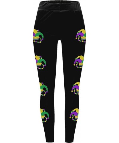 Mardi Gras Leggings for Women 2024 Womens Stretchy Carnival Printed Yoga Tights Tummy Control Mardi Gras Outfit B1-black $5.2...