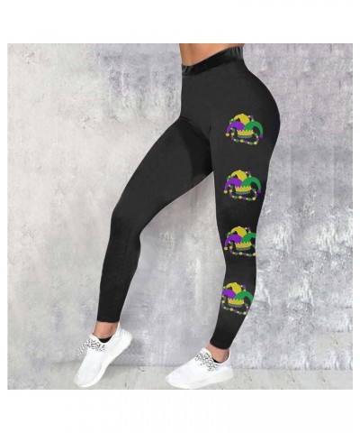 Mardi Gras Leggings for Women 2024 Womens Stretchy Carnival Printed Yoga Tights Tummy Control Mardi Gras Outfit B1-black $5.2...