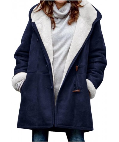 Black Trench Coat for Women 2023 Rain Jacket Winter Hooded Oversized Elegant Windbreaker Fall Long Coats for Women 38-blue $1...