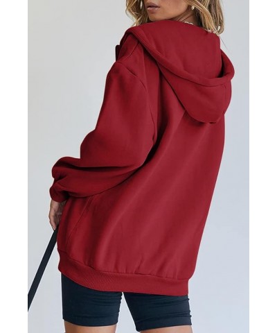 Womens Zip Up Hoodies Long Sleeve Sweatshirts Fall Outfits Oversized Sweaters Casual Fashion Jackets Red $22.25 Hoodies & Swe...