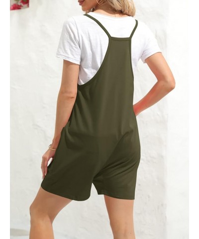 Womens Summer Casual Sleeveless Rompers Loose Spaghetti Strap Shorts Jumpsuit with Pockets Army Green $10.50 Rompers