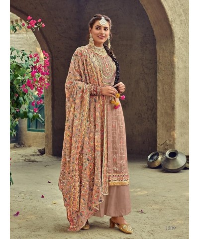 Wedding Party wear Embroidered Salwar Kameez Indian Dress Ready to Wear Salwar Suit For Women DF-1207 Brown $32.00 Dresses