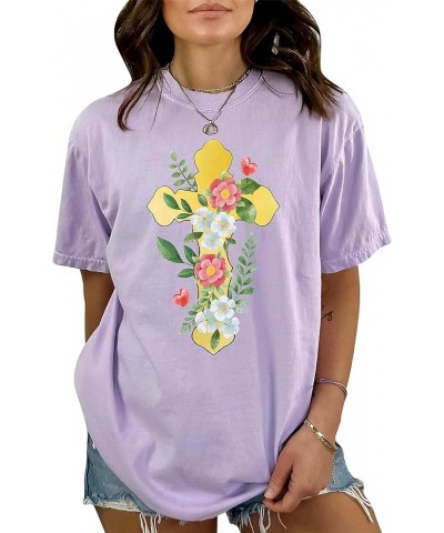 Religious Faith Jesus Cross Christian Shirt Prayer Women T-Shirts Orchid Design-2 $11.15 Others