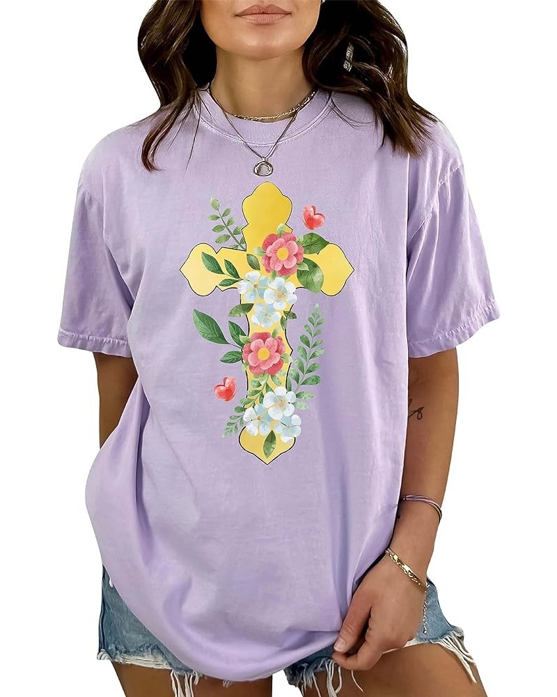 Religious Faith Jesus Cross Christian Shirt Prayer Women T-Shirts Orchid Design-2 $11.15 Others