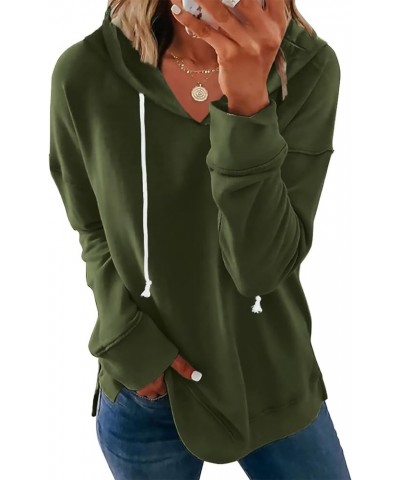 Women Casual Hoodie Long Sleeves Fashion Pullover Sweatshirts Loose Fit Tunic Winter Tops Comfy Shirts A- Hoodie Green $20.58...