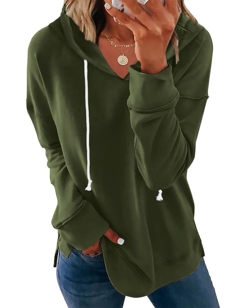 Women Casual Hoodie Long Sleeves Fashion Pullover Sweatshirts Loose Fit Tunic Winter Tops Comfy Shirts A- Hoodie Green $20.58...