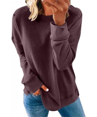 Sweatshirts Women Oversized,Women's Casual Crew Neck Sweatshirts Long Sleeve Solid Tunic Tops Loose Pullovers Bronze-2 $8.50 ...