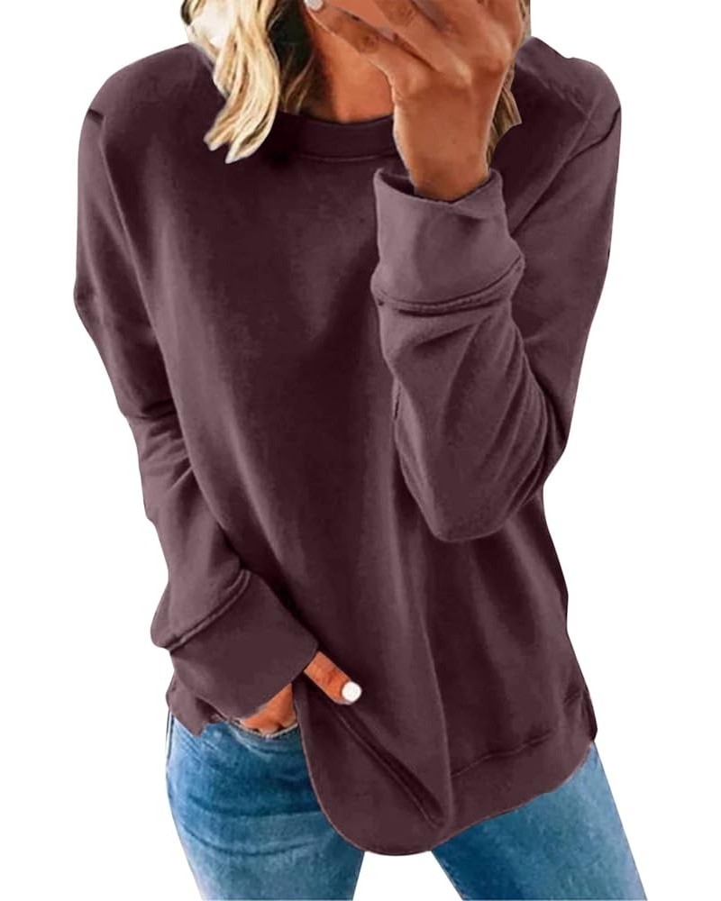 Sweatshirts Women Oversized,Women's Casual Crew Neck Sweatshirts Long Sleeve Solid Tunic Tops Loose Pullovers Bronze-2 $8.50 ...