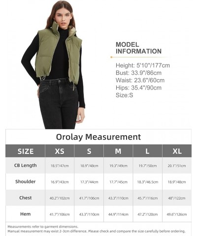 Women's Cropped Puffer Vest - Lightweight Reversible Zip Up Padded Outerwear Stand Collar Gilet Sleeveless Jacket Khaki $37.4...