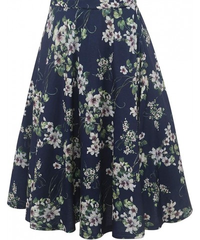 Women's Casual Dresses Criss-Cross V-Neck Floral Flare Midi Summer Dress OX233 Blue Green F $19.23 Dresses