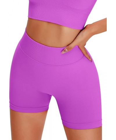 Workout Butt Lifting Shorts for Women High Waisted Seamless Gym Yoga Booty Shorts Booty Pitaya Purple $10.50 Activewear