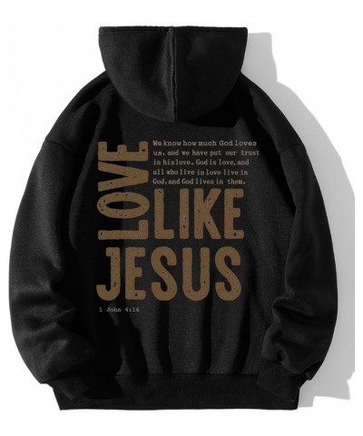 Jesus Loves You Hoodies For Women Oversized Letter Print Hooded Pullover Tops Casual Long Sleeve Sweatshirts Graphic Tunics A...