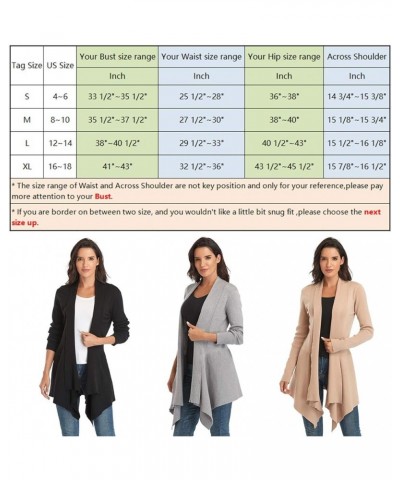 Women Drape Open Front Cardigan Sweater Long Sleeve Irregular Hem Blue $16.34 Sweaters