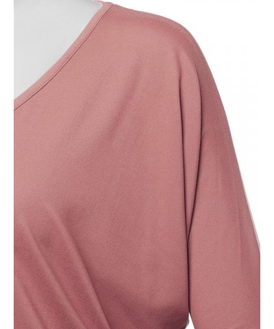 Women's Loose Fit 3/4 Sleeve Drape Dolman Top with Plus Size Stu003_mauve $13.10 T-Shirts