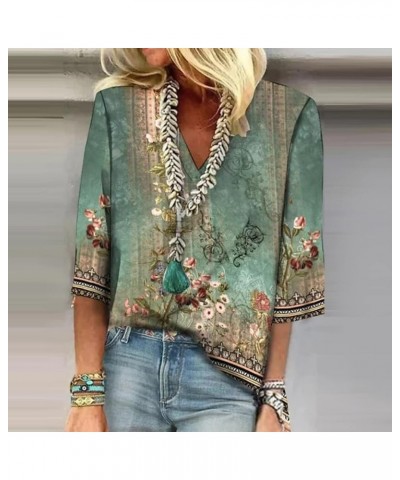 3/4 Length Sleeve Shirts for Women Womens Fall Fashion 2023 Casual Summer Blouses Crewneck Tops E-army Green $6.95 Blouses