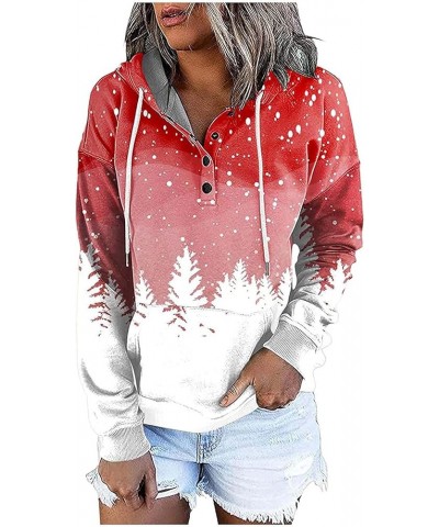 Womens Christmas Shirt Snowflake Santa Hat Tee Shirts Xmas Gift Fashion Color Block Long Sleeve Hoodie Top 07 White $10.19 Ho...