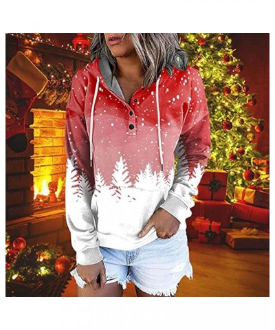 Womens Christmas Shirt Snowflake Santa Hat Tee Shirts Xmas Gift Fashion Color Block Long Sleeve Hoodie Top 07 White $10.19 Ho...