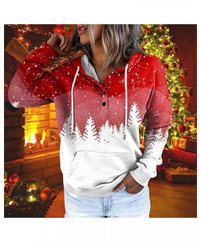 Womens Christmas Shirt Snowflake Santa Hat Tee Shirts Xmas Gift Fashion Color Block Long Sleeve Hoodie Top 07 White $10.19 Ho...