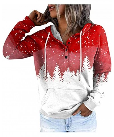 Womens Christmas Shirt Snowflake Santa Hat Tee Shirts Xmas Gift Fashion Color Block Long Sleeve Hoodie Top 07 White $10.19 Ho...