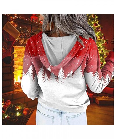 Womens Christmas Shirt Snowflake Santa Hat Tee Shirts Xmas Gift Fashion Color Block Long Sleeve Hoodie Top 07 White $10.19 Ho...