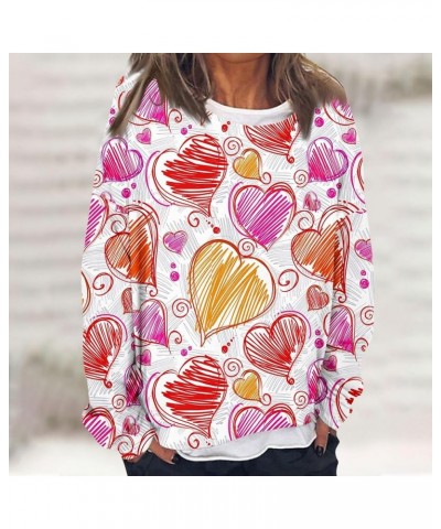 Sweatshirt for Women Fashionable Long Sleeved Valentine's Day Love Printed Round Neck Hoodie Top 3-yellow $12.25 Hoodies & Sw...