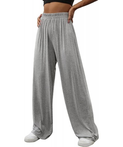 Women's Casual Wide Leg High Waisted Palazzo Pleated Pants Trousers Light Grey M $20.16 Pants