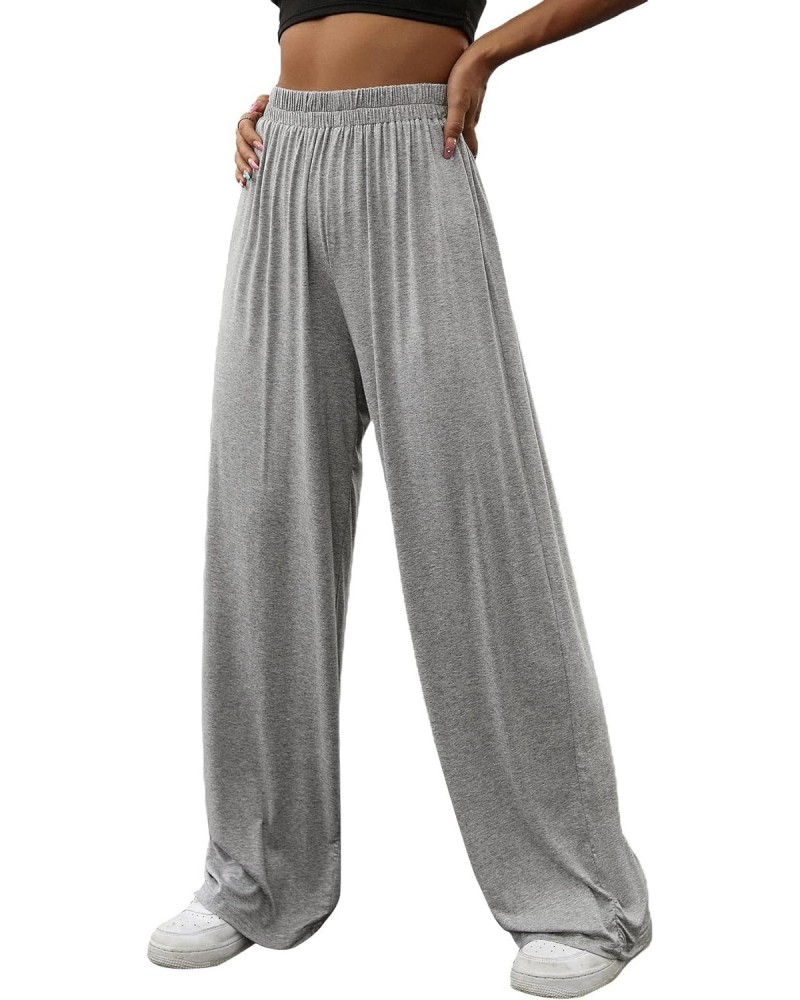 Women's Casual Wide Leg High Waisted Palazzo Pleated Pants Trousers Light Grey M $20.16 Pants