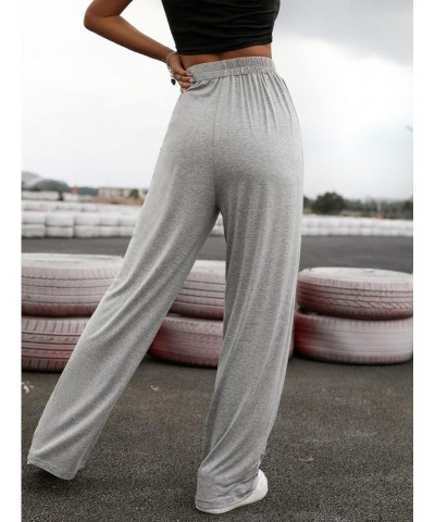 Women's Casual Wide Leg High Waisted Palazzo Pleated Pants Trousers Light Grey M $20.16 Pants