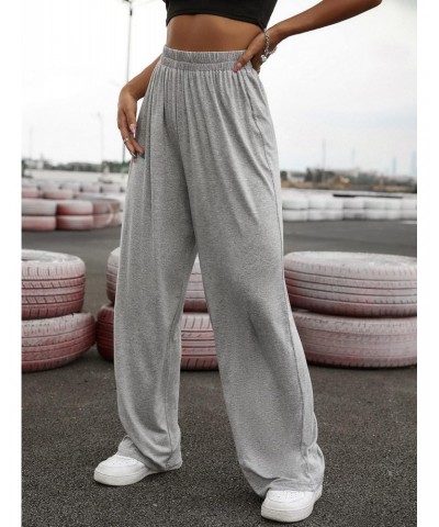 Women's Casual Wide Leg High Waisted Palazzo Pleated Pants Trousers Light Grey M $20.16 Pants