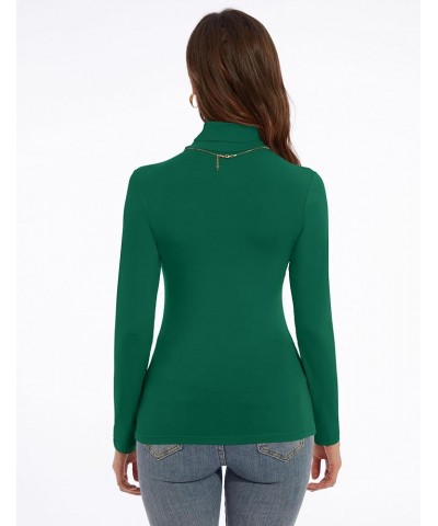 Women's Turtleneck Long Sleeve Shirts Slim Fitted Lightweight Base Layer Casual Tops Green $8.84 Activewear