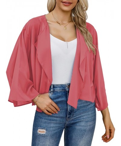 Womens Summer Tops Short Shrugs Kimono Cardigans Casual Chiffon Bolero Jackets B-light Red $11.59 Sweaters