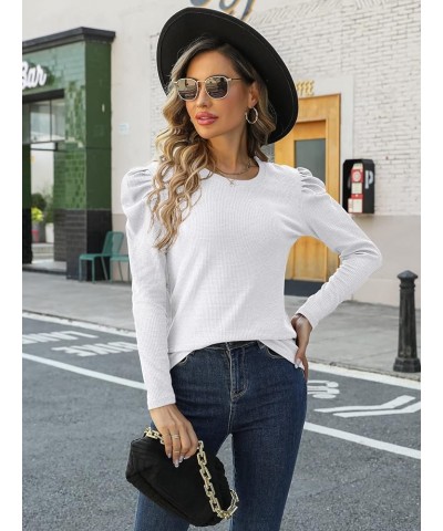 Long Sleeve Shirts for Women Casual Dressy Blouse Tops 2024 Spring Fashion T-Shirts White $11.25 Blouses