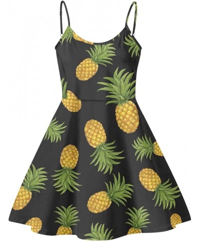 Women Girls Summer Sleeveless Dress Casual Swing Beach Cover Up Knee Length Dresses,Large Size XS-4XL Pineapple $9.03 Swimsuits