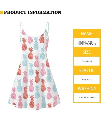 Women Girls Summer Sleeveless Dress Casual Swing Beach Cover Up Knee Length Dresses,Large Size XS-4XL Pineapple $9.03 Swimsuits