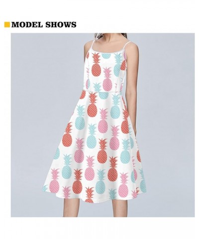 Women Girls Summer Sleeveless Dress Casual Swing Beach Cover Up Knee Length Dresses,Large Size XS-4XL Pineapple $9.03 Swimsuits