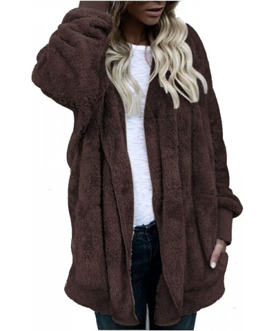 Women's Winter Warm Coat Jacket Outwear Cardigan Coat Double Sided Velvet Hooded Coat Open Front Cardigan, S-3XL 1-coffee $9....